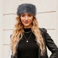thumbnail image 2 of qolati Faux Fur Hat for Women Mongolian Hat Puffy Pompom Hat Winter Warm Trapper Bomber Hat for Casual, Trips, Sports, Skiing, 2 of 4