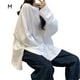 thumbnail image 1 of Camiseta Mujer Cuello Redondo Color Sólido Manga Larga Casual Suelta Top, Blanco, M Inevent AP001280-05B, 1 of 7