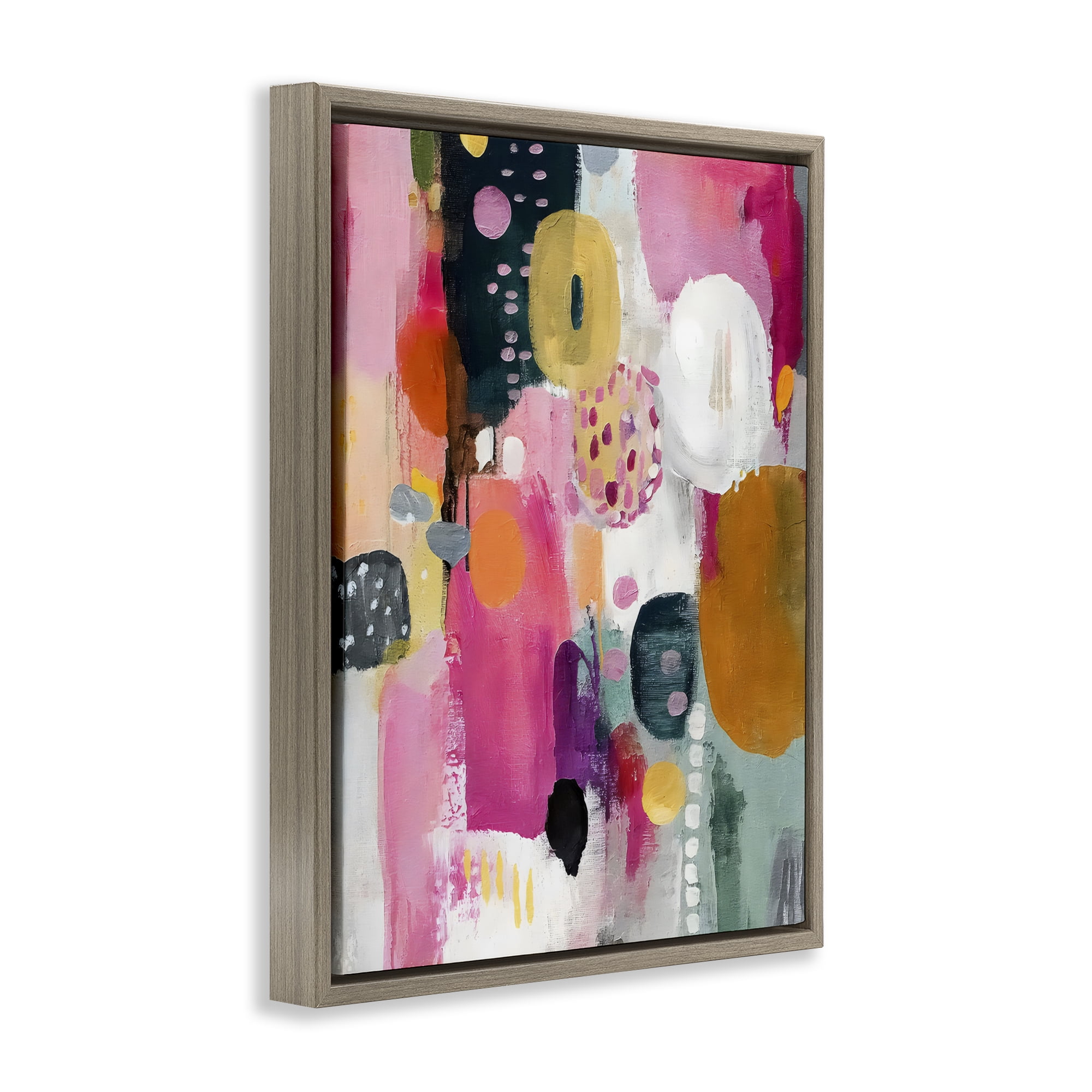 Stupell Industries Abstract Blooms Cascade Brown Framed Floater Canvas Wall Art, design by Riley B