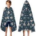 thumbnail image 3 of Pioneer Flower Floral Print Pattern Hooded Bath Towel，50"x30" for Ages 3 To 12 Kids, Quick Dry Lightweight Soft Microfiber Hood Beach Towel Cover Up for Kids, 3 of 7