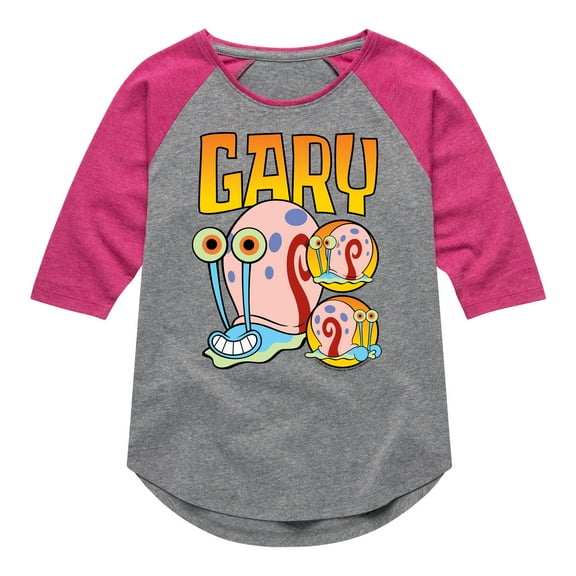 SpongeBob SquarePants - Gary The Snail - Toddler & Youth Girls Raglan Graphic T-Shirt