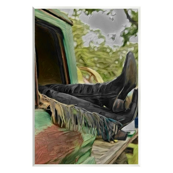 Stupell Industries Relaxing Cowgirl in Nature Transportation Painting Unframed Art Print Wall Art, 10 x 15