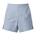 thumbnail image 4 of Dressy Shorts for Women Only Moment Shorts for Women Cotton and Linen Soft High Waist Shorts for Home,Summer with Pockets, Travel and Beach Vacation Light Blue,L, 4 of 5