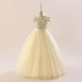 thumbnail image 4 of Riecok Little Girl Dress Princess Sleeveless Sequin Ruffle A Line Princess Dresses Halloween Birthday Party Kid Patchwork Tulle Skirt Formal Gown Dresses Yellow 6 Years, 4 of 8
