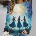 thumbnail image 2 of YUGYXL Halloween Shirts for Women Plus Size Long Sleeve Tops Funny Witchy Pumpkin Ghost Graphic Tees Cotton Crewneck Blouses J Multicolor M, 2 of 6