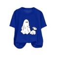 thumbnail image 4 of Womens Comfortable Merry Halloween Print O Neck T Shirt Round Neck Fit Pullover Tops Casual Short Sleeve Workout Shirts, 4 of 4
