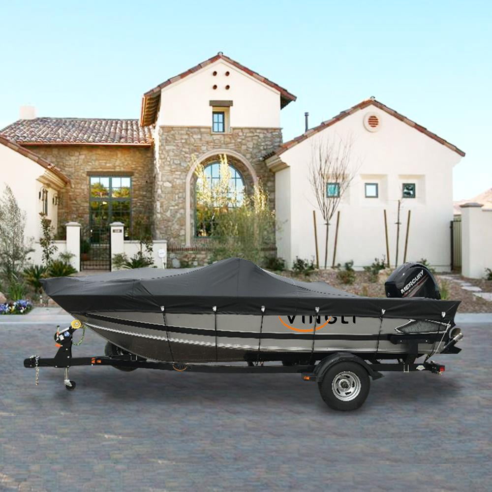 Winado 600D Boat Cover Waterproof Trailerable Boat Cover Black