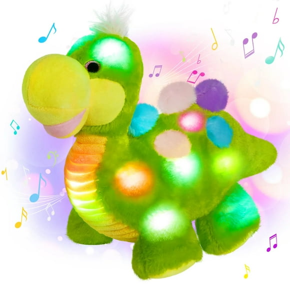 LED Lumière Musicale Vert Dinosaure Peluche Jouets Lumineux Cadeau d'Anniversaire Peluches Douces pour les Filles Enfants PP Jouet en Coton