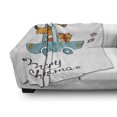 thumbnail image 3 of Christmas Soft Flannel Fleece Throw Blanket, Blue Vintage Car Dog Driving Santa Costume Bird Tree Gift Present, Cozy Plush for Indoor and Outdoor Use, 50" x 70", White Multicolor, by Ambesonne, 3 of 6