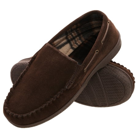 Brown Suede Moccasins - Heat Edge Mens Memory Foam Suede Slip On Indoor Outdoor Venetian Moccasin Slipper Shoe