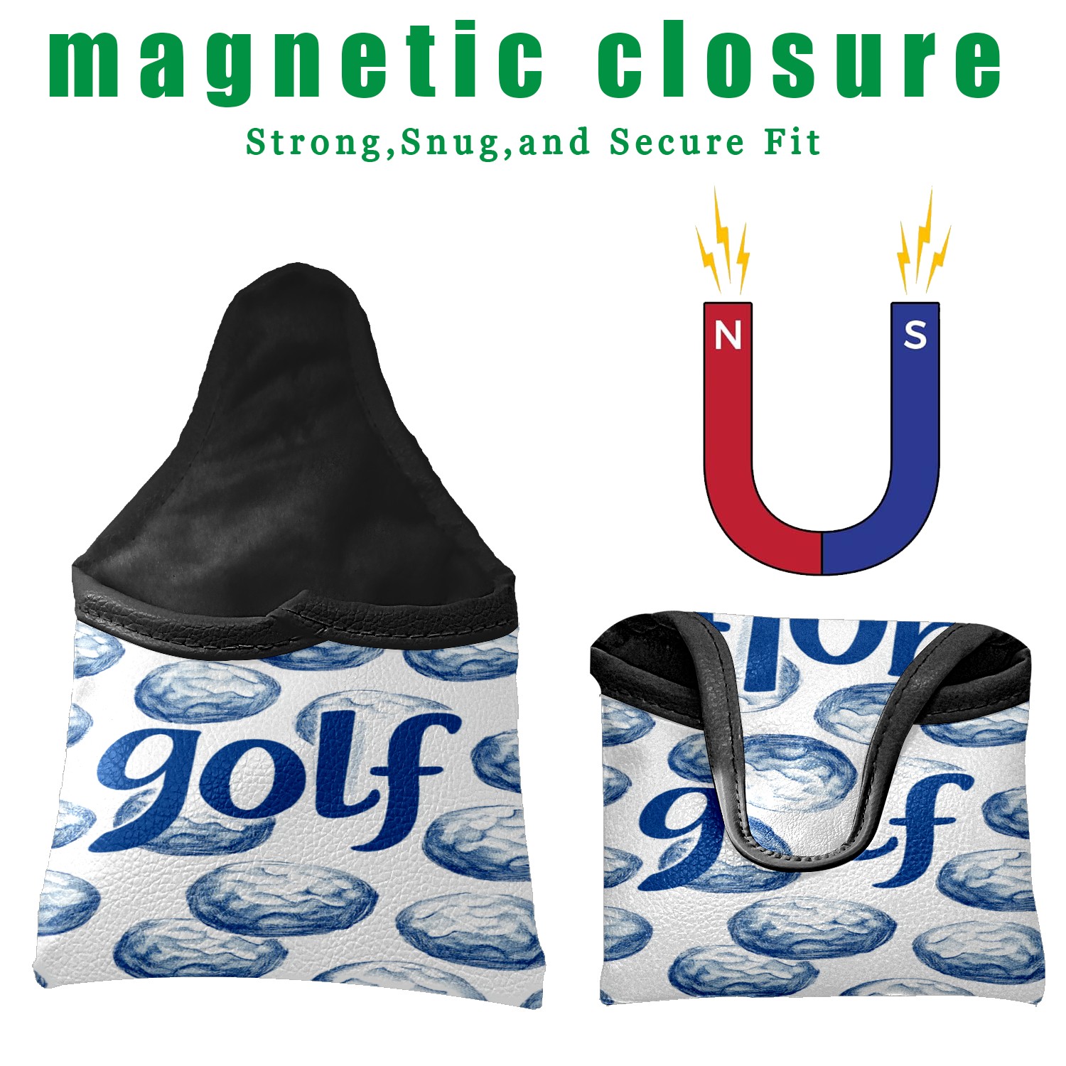 Golf Mallet Putter Cover Premium Leather Waterproof Golf Putter Head Cover with Magnetic Closure