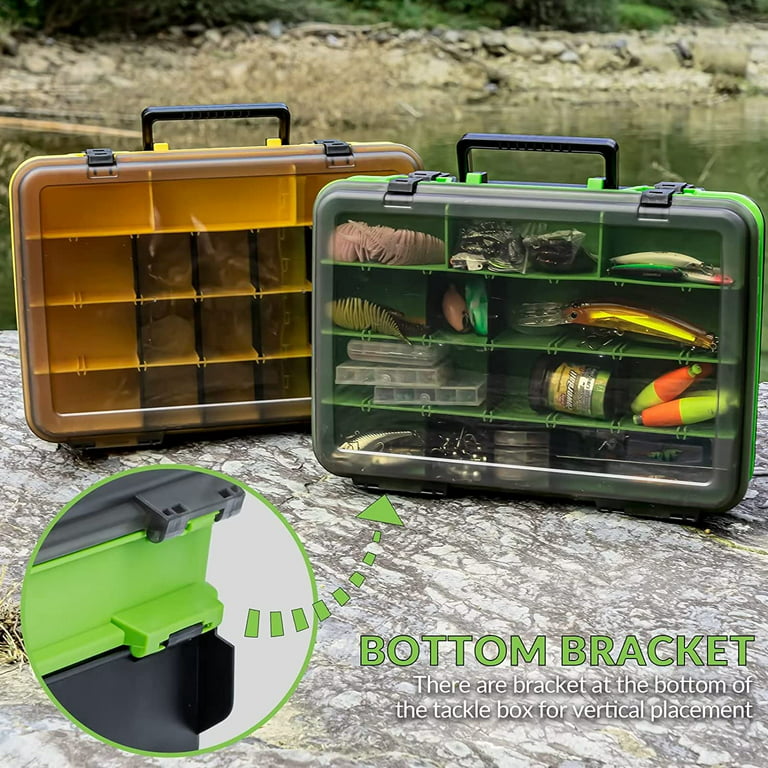 Multiple tackle bags boxes double sided high strength transparent visible plastic  fishing lure box 4 compartments with drain hole fishing tackle