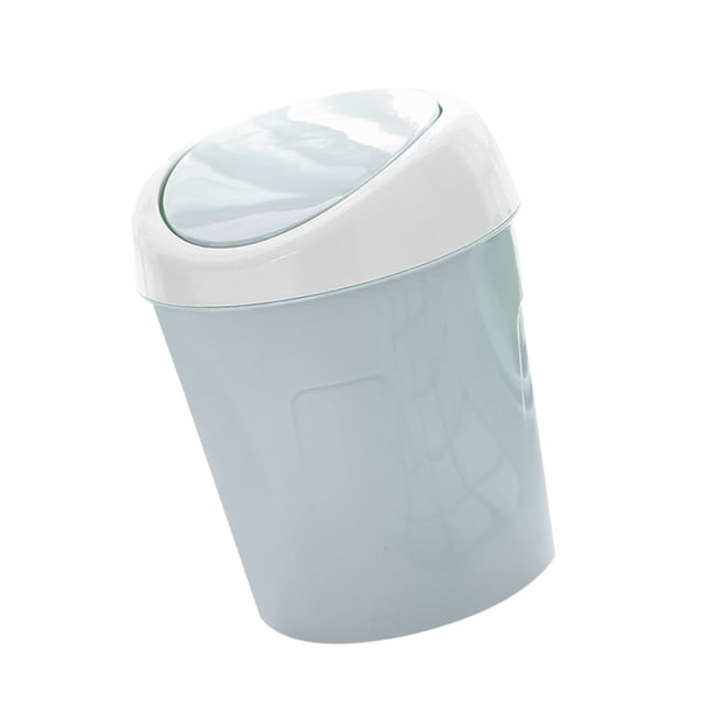 Office Desk Waste Container Home Living Room Waste Can Portable Plastic Waste Basket Desktop Garbage Bin Mini Flip Lid Trash Can