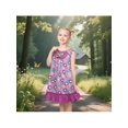 thumbnail image 2 of Sunny Fashion Girls Sleeveless Cotton Dress Purple Floral Print Beaded Butterfly Casual Holiday 8 Years, 2 of 6