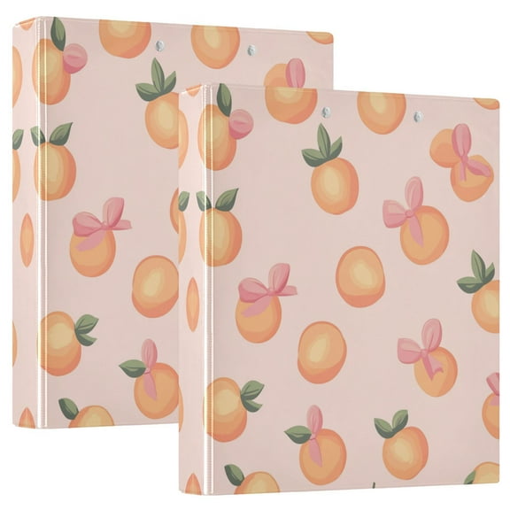 Waterproof PVC Round Ring Binder - D-Rings Clipboard, 200 Page Capacity (1 or 2-Pack), Ideal for Office , Home and School，Peach and Bows