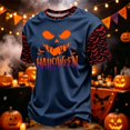 thumbnail image 2 of DORKASM Men Halloween Shirts Short Sleeve Pumpkin Loose T-Shirt Round Neck Ghost Graphic Spooky Fall Winter Tops Skeleton 2026 Comfy Shirts Navy L, 2 of 7
