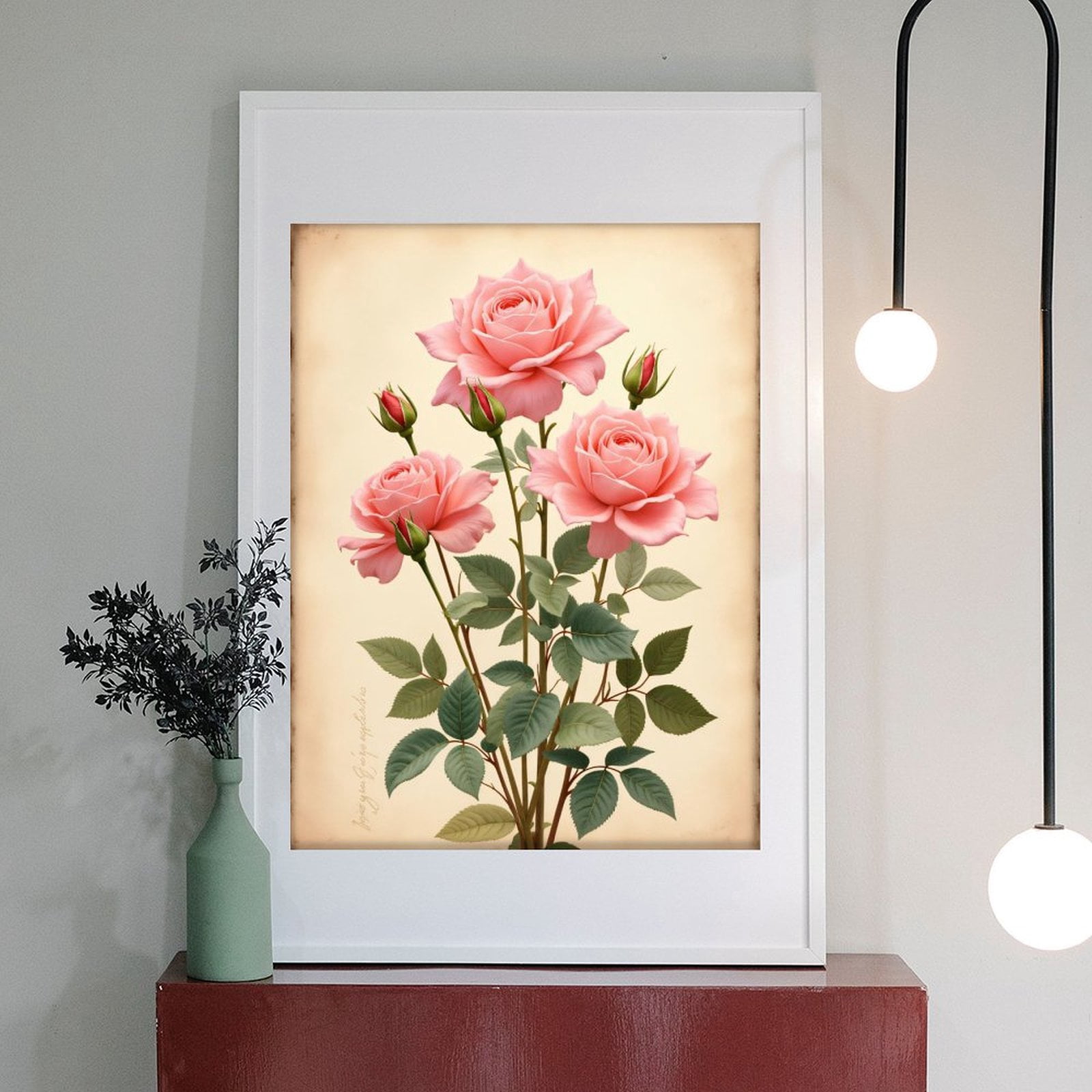 Diamond Art Kit for Adults, Pink Roses Botanical Art Vintage Diamond Painting for Adults Beginners, 5D DIY Diamond Art Painting Kits, Colorful Diamond Painting Craft for Home Decor 12x16