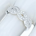 thumbnail image 5 of Sterling Silver Fancy Wave Intersecting Infinity Simulated Round Brilliant Cut Diamond Matching Ring Wedding Band (3), 5 of 6