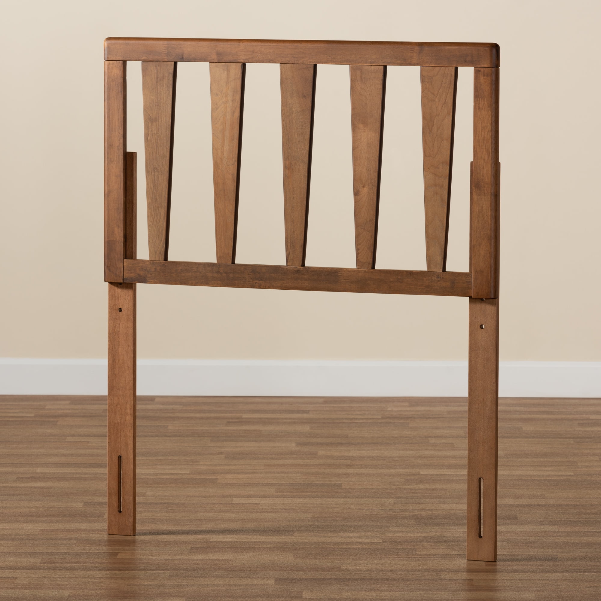 Baxton Studio Duncan Contemporary/Modern Slat Back Support Engineered Wood Headboard, Twin, Ash Walnut