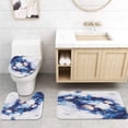 thumbnail image 5 of FRAMICS Navy Blue Marble Shower Curtain Sets with Rugs, 16-Piece Modern Abstract Bathroom Sets, Waterproof Fabric Bathroom Curtain Decor with Hooks, 5 of 8