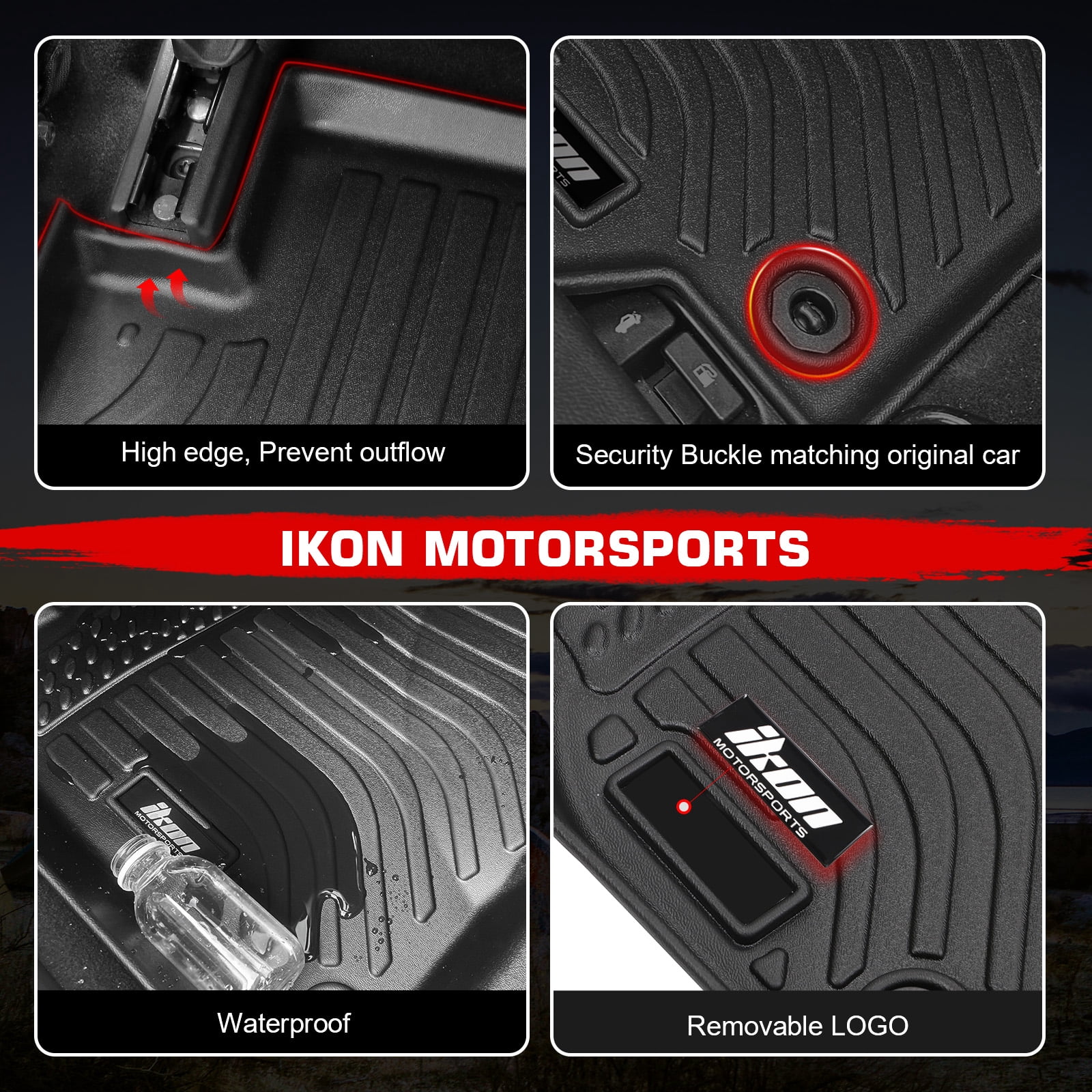 Ikon Motorsports 3D Molded TPE Floor Mats Fits 2012-2017 Toyota Camry Sedan 4DR, Black Waterproof Non-Slip Floor Liners, Front 2nd Row Carpets 3PCS