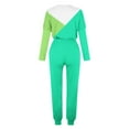 thumbnail image 5 of Yeaiivve Two Piece Outfits for Women Color Block Long Sleeve Crewneck Pullover Tops and Pants Jogger Sweatsuits Lounge Tracksuit Set with Pockets Mint Green XXL, 5 of 5
