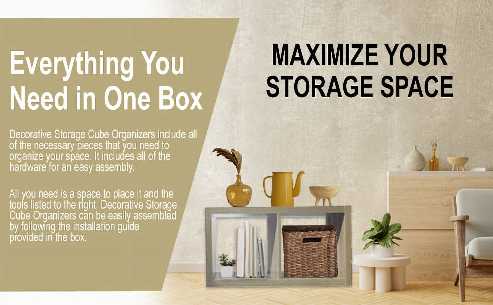 Juggernaut Storage 2-Cube Storage Organizer, Natural Oak