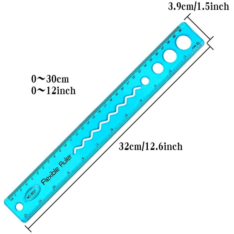 8 Packs 4 Colors Flexible Ruler 12 Inch Soft Plastic Ruler Clear