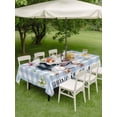 thumbnail image 5 of 60x120 Inch Outdoor Tablecloth with Umbrella Hole Zipper Rectangle Spring Pig Rectangular Tablecloths Outside Waterproof Butterfly Botanical Floral Blue Plaid Patio Table Cloth Cover for Picnic Party, 5 of 8