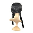 thumbnail image 3 of Girls Wednesday Wig Halloween Party Long Straight Black Braided Wig with Bangs, 3 of 5