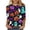 Colorful, variant on Uootdi Halloween Shirts for Women 3/4 Sleeve Crew Neck Gradient Glowing Ghost Pumpkin Bat Front Print Womens Pullover Tees Oversized Fit Halloween Costume Night Soft Cozy Womens Graphic Tops Gift