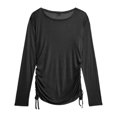 thumbnail image 4 of ZHOGXU Athletic Womens Long Sleeve T Shirt Round Neck Side Drawstring Loose Fit Tops Casual Office Daily, 4 of 4