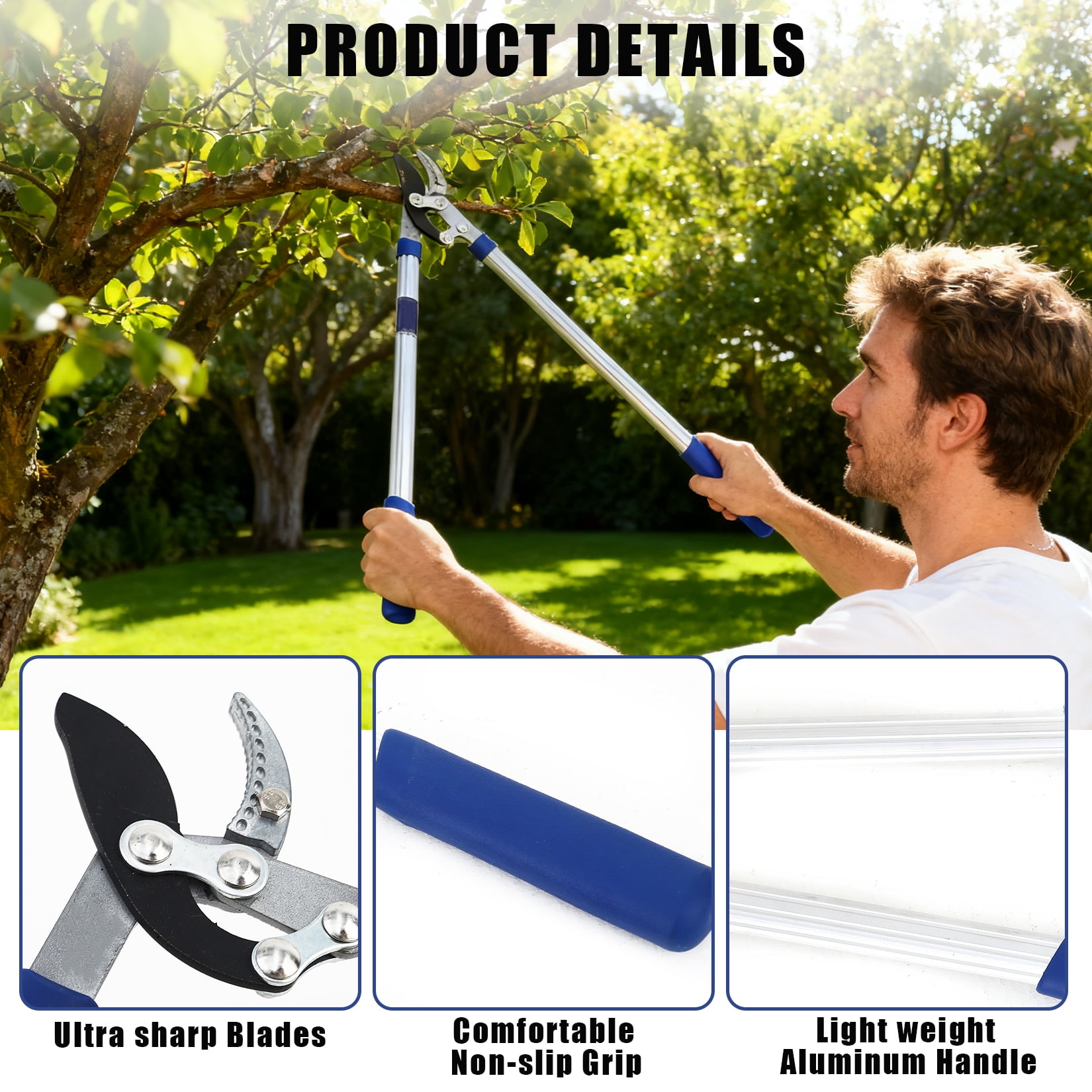 Heavy Duty Ratchet Pruning Shears with SK-5 Steel Blade, 2" Cut Capacity Garden Clippers, Aluminum Alloy Handle Hand Pruner for Tree Branches, Yard & Gardening