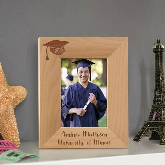 Graduation Personalized Wooden Picture Frame 3 1/2" x 5" Brown (Vertical)