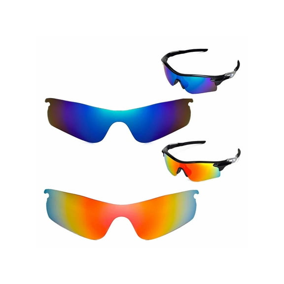 Walleva Polarized Fire Red   Ice Blue Replacement Lenses For Oakley RadarLock Path