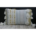 thumbnail image 2 of Designer Striped Pillow with Large Poms and Tassels 14"x20", 2 of 3