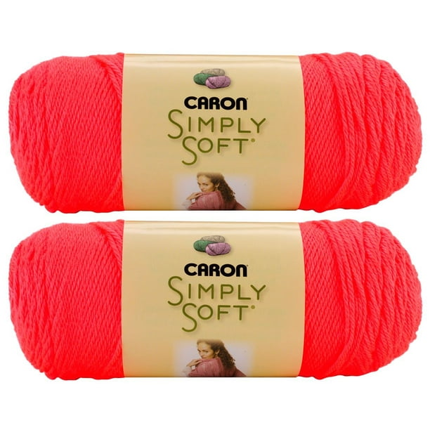 Bulk Buy Yarn Solids (2pack) (Neon Coral), 2 skeins of Caron simply soft yarn. 12 ounces