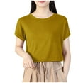thumbnail image 2 of LOVZFMLL T-Shirts d'Été pour Femmes Décontractés Oversize Couleur Unie Col Rond à Capuche Manches Courtes Débardeur, 2 of 3