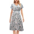 thumbnail image 1 of Birdeem Robe d'Été Décontractée à Manches Courtes Col en V Ajustée pour Femmes, 1 of 1
