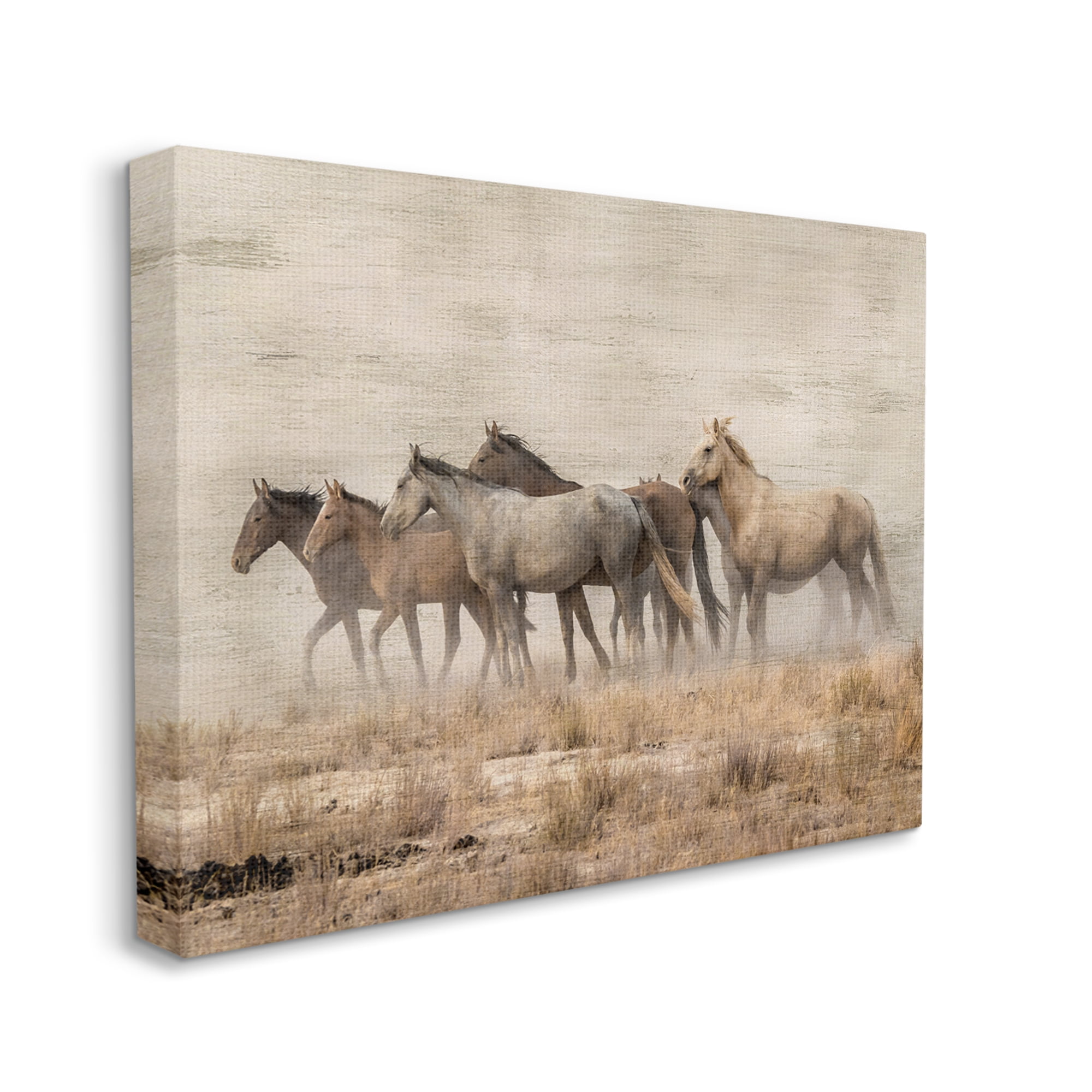 Stupell Industries Rustic Herd of Horses Animals & Insects Painting Gallery Wrapped Canvas Art Print Wall Art, 48 x 36