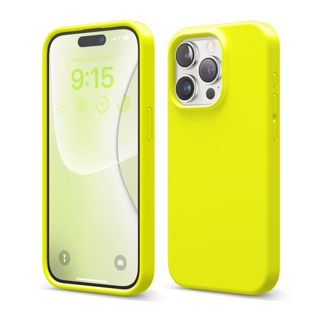 Funda Elago Liquid Silicone para iPhone 15 Pro, color amarillo neón