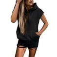 thumbnail image 2 of Womens Short Sleeve Hoodies Casual Y2K Fashion Sweatshirts Spring Pullover with Pockets, 2 of 5