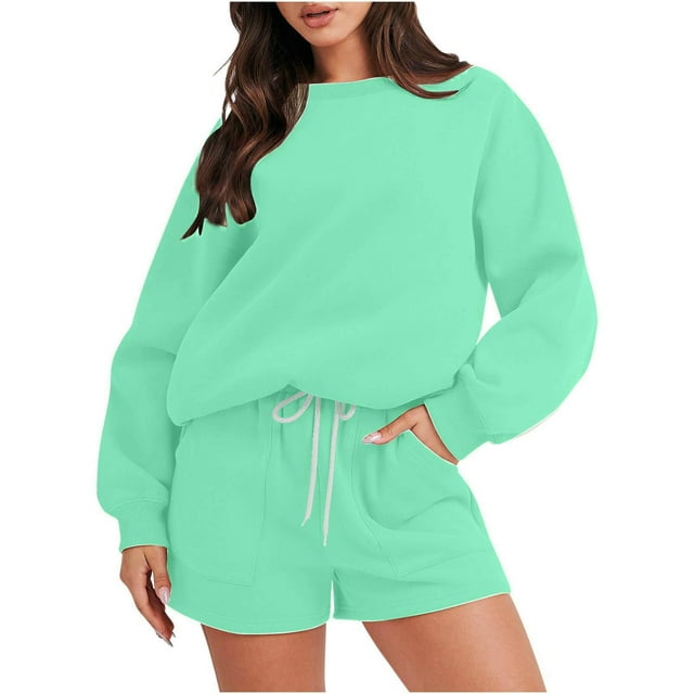 Birdeem Hauts Grande Taille pour Femmes Aguichant Mode Décontractée Manches Longues Col Rond Ensemble Chandail Pantalon Aguichant Hauts Grande Taille pour Femmes