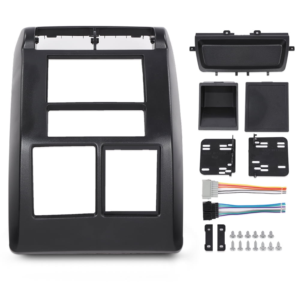 PIT66 Dash Cover Panel Kit Fit for 1997-2002 Jeep Wrangler TJ 95-6549 Black Double Din Radio Dash Mounting Bezel