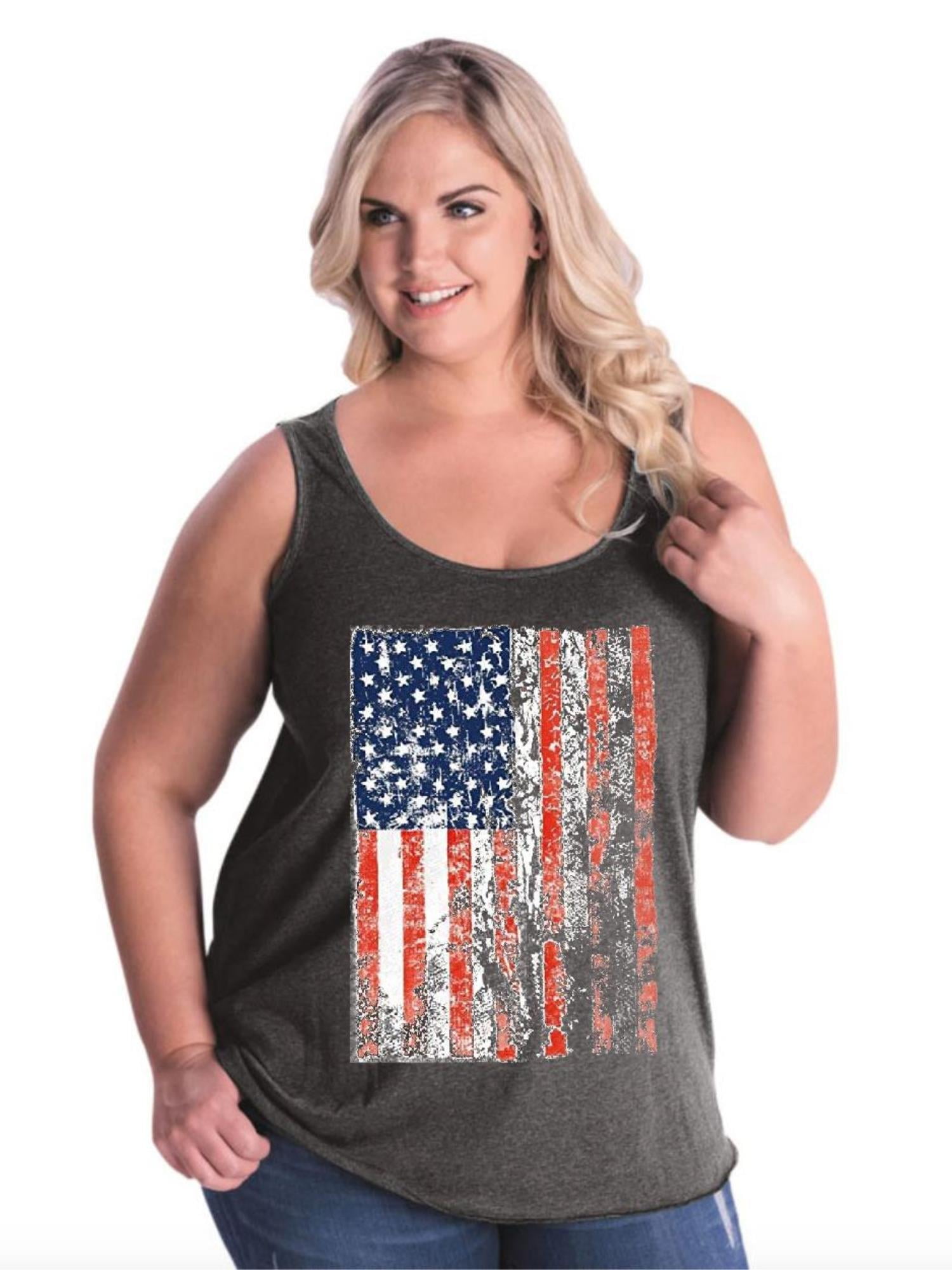 SHOPESSA Women Summer Casual Tanks Heart Print Patriotic American Flag Graphic Tank Tops Sleeveless Blouses 