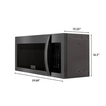 ZLINE Over the Range Convection Microwave Oven in Black Stainless Steel with Modern Handle and Sensor Cooking - Black