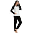 thumbnail image 2 of MintLimit Women's Pajamas Set Crew Neck Solid Striped Raglan Long Sleeve Shirt and Jogging Pants with Pocket Soft Nightwear 2 Piece Sleepwear, 2 of 4