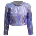 thumbnail image 4 of Girls Long Sleeve Glitter Sleeve Cropped Casual Top For Teen Youth Fashion Stylish Comfortable Wear Tween Kids Summer Soft Comfy Cute Teen Basic Tees, 4 of 4