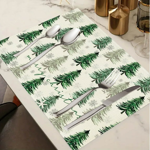 Festive Holiday Placemat Set Christmas Themed Table Mats Heat Insulating Dining Mat for Kitchen Table Decor Party Supplies Dinnerware Coaster Place Setting