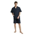 thumbnail image 3 of GLOBAL Men’s Cotton Short Sleeve and Shorts Yarn Pajama Set, Summer Soft Classic Plaid Loungewear with Pockets, Sizes L, 3 of 6